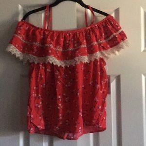 NWT Women’s red baby doll off the shoulders top
